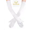 Beyaz Renk Dirseğe Kadar Uzun Kumaş Eldiven 40 cm