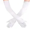 Beyaz Renk Dirseğe Kadar Uzun Kumaş Eldiven 40 cm