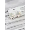 Beyaz Renk Kristal Taşlı Lotus Model Kadın Küpe