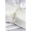 Beyaz Sedefli Yonca Model Gold Renk Kadın Bileklik
