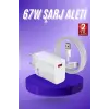 Beyaz Ultra Plus Hızlı Şarj Seti Şarj Adaptörü ve Kablosu 67W