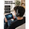 Bluetooth 5.0 Siyah Kablosuz Kulaklık 18 Saat Batarya Katlanabilir Tasarım Yeni Nesil
