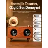 Bluetooth Nostalji Speaker Radyo Gramofon Ahşap Renk Vintage