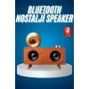 Bluetooth Nostalji Speaker Radyo Gramofon Ahşap Renk Vintage