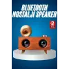 Bluetooth Nostalji Speaker Radyo Gramofon Ahşap Renk Vintage