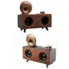 Bluetooth Nostalji Speaker Radyo Gramofon Ahşap Renk Vintage