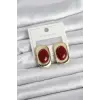 Bordo Renk Kare Model Vintage Kadın Küpe 5886