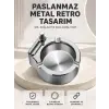 Çakmaklı Küllük Paslanmaz Metal Yuvarlak Tasarım