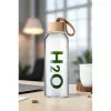 Cam Matara - 800 Ml Bambu Kapaklı Borosilikat Cam Matara - Ofis Matarası 721961
