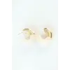CCB Krem Gold Çift Renk Küpe 5886