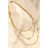 Çelik Altın Renkli Topçuk Tasarımlı Çoklu Kolye
