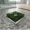 Çiçek Desenli Yapay Çim Gider Kapağı - 96x5 cm - Doğal Görünüm