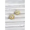 Çiçek Model Zirkon Taşlı Düğme veya Manşet Broşu