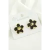 Çiçek Trend Mineli Metal Küpe