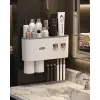 Çift Dispenserli Diş Macunu Sıkacağı 6 Fırçalık Bardaklı Banyo Organizer