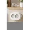 Çift Girişli Beyaz Sıva Üstü Topraklı Priz - Dekoratif Duvar Prizi