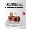 Çift Hoparlörlü Retro Bluetooth Speaker 1800mAh Bataryalı AUX USB SD Kartlı