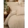 Çift Kişilik Jakarlı Saten Nev Takımı Flo Bej