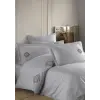 Çift Kişilik Poplin Premium Nakışlı Nev Azra Gri