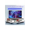 Çift kişilik retro joystickli beyaz oyun konsolu, 4K HD görüntü, oyun, bluetooth yok