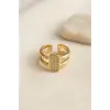 Clariss Parallel Luxury Zirkon Taşlı Gold Renk Yüzük