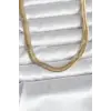 CM 14K Gold Renk Kalın Yassı Yılan Zincir Model 45 cm Kadın Kolye