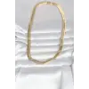 CM 14K Gold Renk Kalın Yassı Yılan Zincir Model 45 cm Kadın Kolye