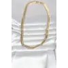 CM 14K Gold Renk Kalın Yassı Yılan Zincir Model 45 cm Kadın Kolye 5886