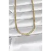 CM 14K Gold Renk Yassı Ezme Zincir Model 60 cm Kadın Kolye