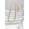 CM 14K Gold Renk Yassı Ezme Zincir Model 60 cm Kadın Kolye 5886