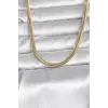 CM 14K Gold Renk Yassı Yılan Zincir Model 45 cm Kadın Kolye