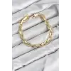 CM Kalın Zincir Model Gold Renk Pirinç Kadın Bileklik