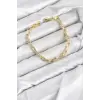 CM Kare Halka Model Gold Renk Pirinç Kadın Bileklik