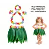 Çocuk Hawaii Kostüm Seti - Yaprak Etek & Hawaii Set - 5 Parça