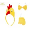 Çocuk Horoz Tavuk Kostüm Seti 3 Parça (Taç + Papyon + Kuyruk)