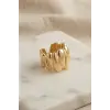 Damla Dilimli Gövde Gold Renk Bohem Yüzük