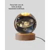 Dekoratif LED Kristal Küre Ahşap Altlıklı Şık Gece Lambası