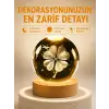 Dekoratif Yonca Görünümlü Işıklı Kristal Cam Küre USB Masa Gece Lambası