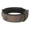 Deri Doğal Taşlı Köpek Boyun Tasması 28-33 cm X-Small Taba