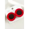Düğme Süet Kumaş Küpe