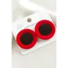Düğme Süet Kumaş Küpe