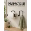 Duvara Yapışkanlı 2’li Düzenleme Seti Havlu Askısı ve Tuvalet Kağıdı Tutucu