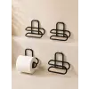 Duvara Yapışkanlı WC Kağıtlık Siyah Metal 4 Adet Tuvalet Kağıdı Rulo Askısı