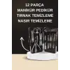 Elektrikli Manikür Pedikür Seti İkili Set 12 Parça Tırnak Bakımı Törpü Protez Çıkarma