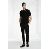 Erkek Triko Tişört Fermuarlı Polo Yaka Yazlık Kısa Kol T-Shirt 2’li Set Beyaz-Siyah