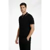 Erkek Triko Tişört Fermuarlı Polo Yaka Kısa Kol T-Shirt 3’lü Set Kahve-Siyah-Beyaz