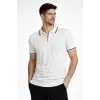 Erkek Triko Tişört Fermuarlı Polo Yaka Kısa Kol T-Shirt 3’lü Set Kahve-Siyah-Beyaz