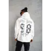 Erkek 98 Baskılı Kapşonlu 3 iplik pamuklu Sweatshirt hoodie - Beyaz
