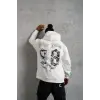 Erkek 98 Baskılı Kapşonlu 3 iplik pamuklu Sweatshirt hoodie - Beyaz