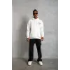 Erkek 98 Baskılı Kapşonlu 3 iplik pamuklu Sweatshirt hoodie - Beyaz